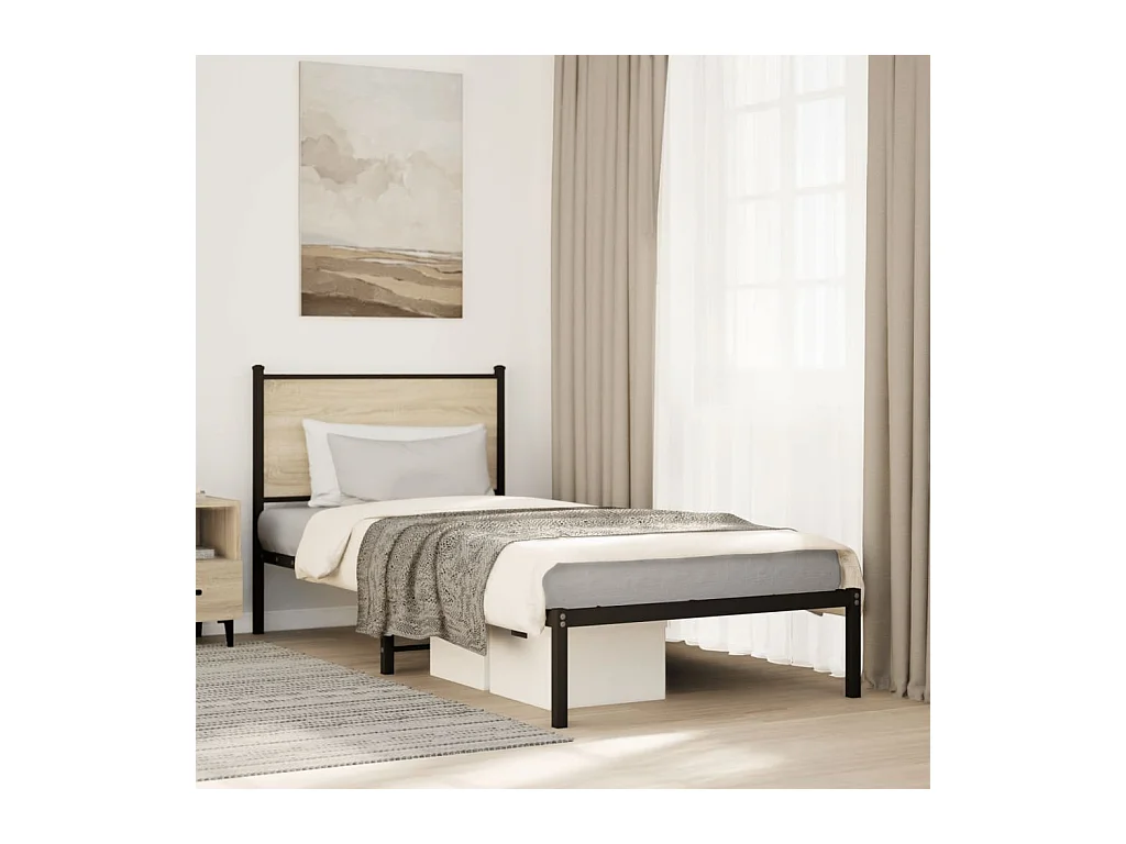 Giroletto senza Materaso in Metallo Rovere Sonoma 90x190 cm