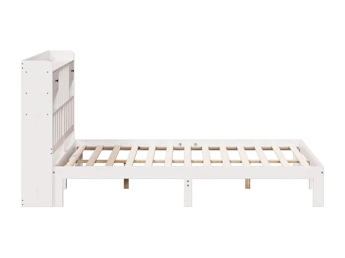Bed met boekenkast zonder matras grenenhout wit 200x200 cm