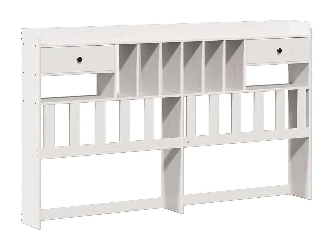 Bed met boekenkast zonder matras grenenhout wit 200x200 cm