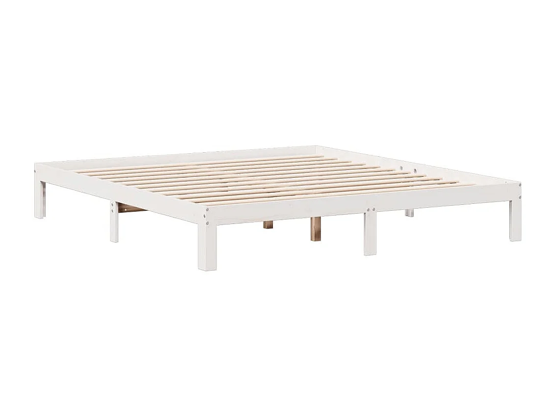 Bed met boekenkast zonder matras grenenhout wit 200x200 cm