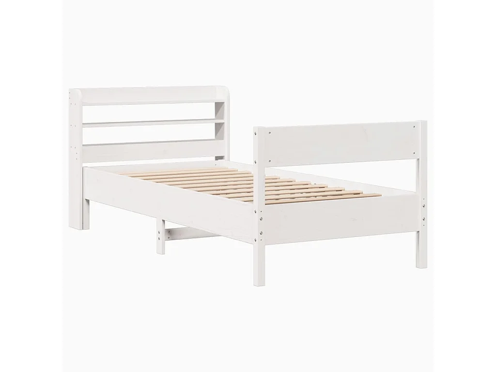 Cama sem colchão 75x190 cm madeira de pinho maciça branco