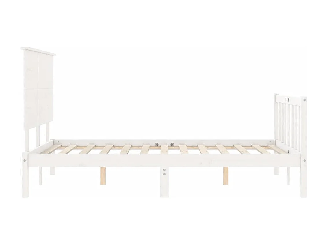 Cadre de lit sans matelas blanc bois de pin massif