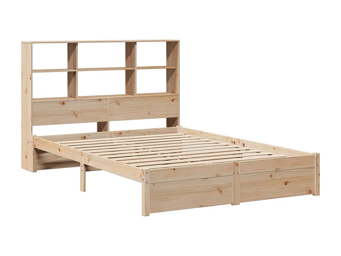 Lit bibliothèque sans matelas 135x190 cm bois de pin massif