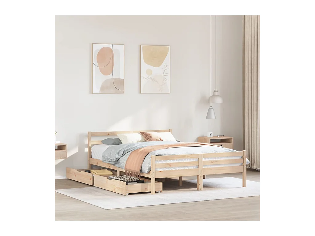 Bedframe zonder matras massief grenenhout 140x190 cm