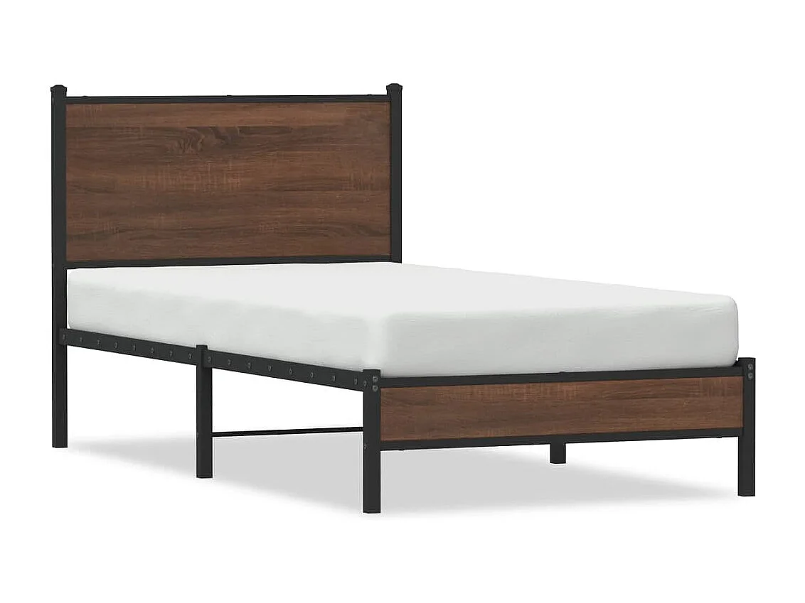 Estructura de cama sin colchón metal marrón roble 80x200 cm