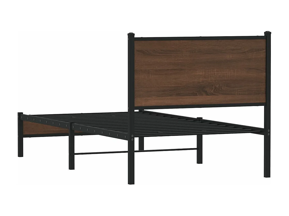 Estructura de cama sin colchón metal marrón roble 80x200 cm