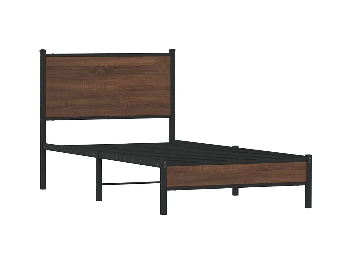 Cadre de lit en métal sans matelas chêne marron 80x200 cm