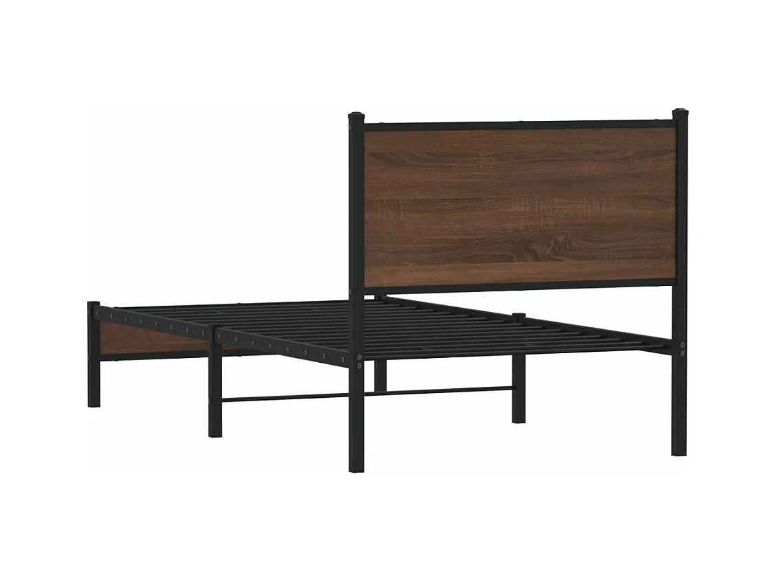Cadre de lit en métal sans matelas chêne marron 80x200 cm