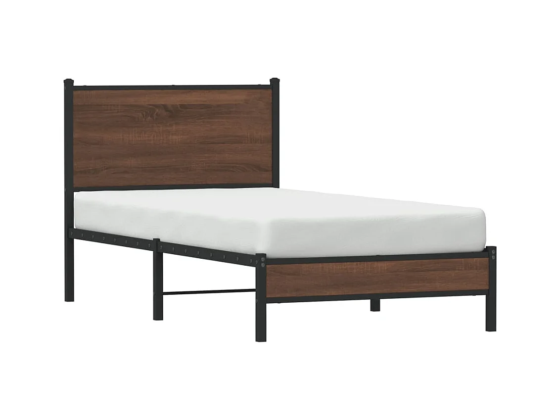 Cadre de lit en métal sans matelas chêne marron 80x200 cm