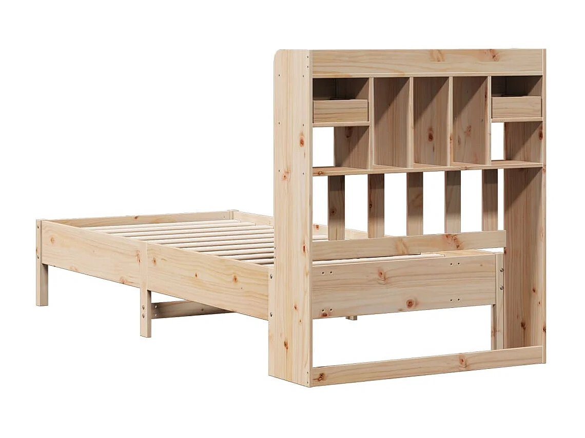 Lit bibliothèque sans matelas 75x190 cm bois de pin massif
