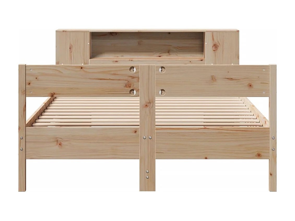 Cama con estantería sin colchón madera maciza de pino 140x190cm