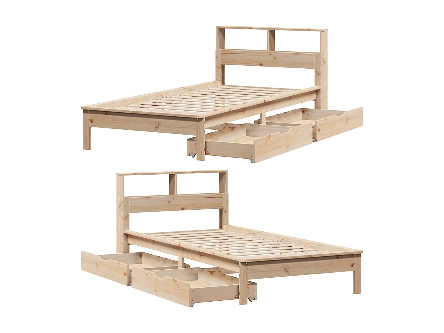 Lit bibliothèque sans matelas 90x200 cm bois de pin massif