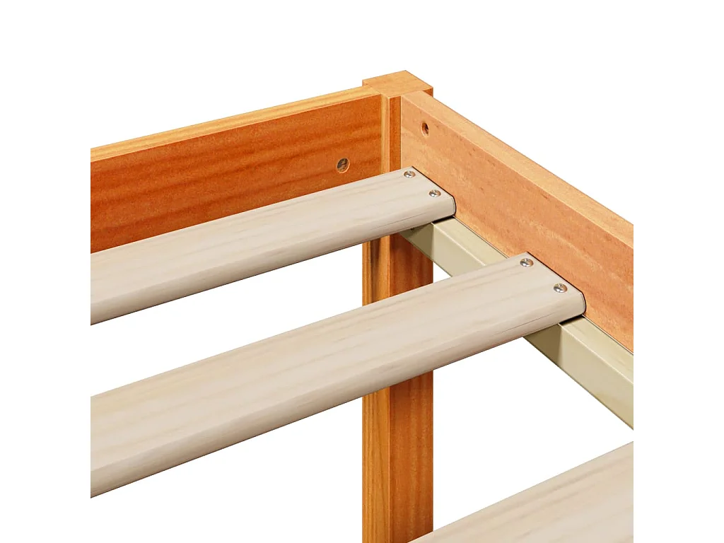 Lit bibliothèque sans matelas cire marron 90x190 cm pin massif