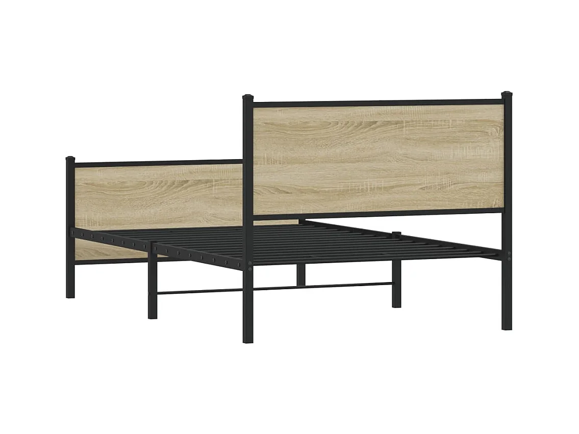 Cadre de lit en métal sans matelas chêne sonoma 100x200 cm