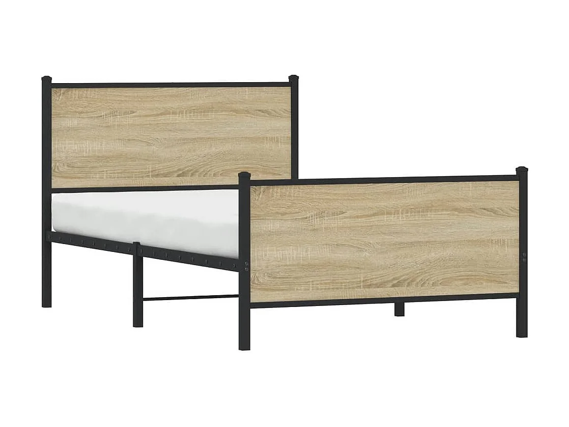 Cadre de lit en métal sans matelas chêne sonoma 100x200 cm