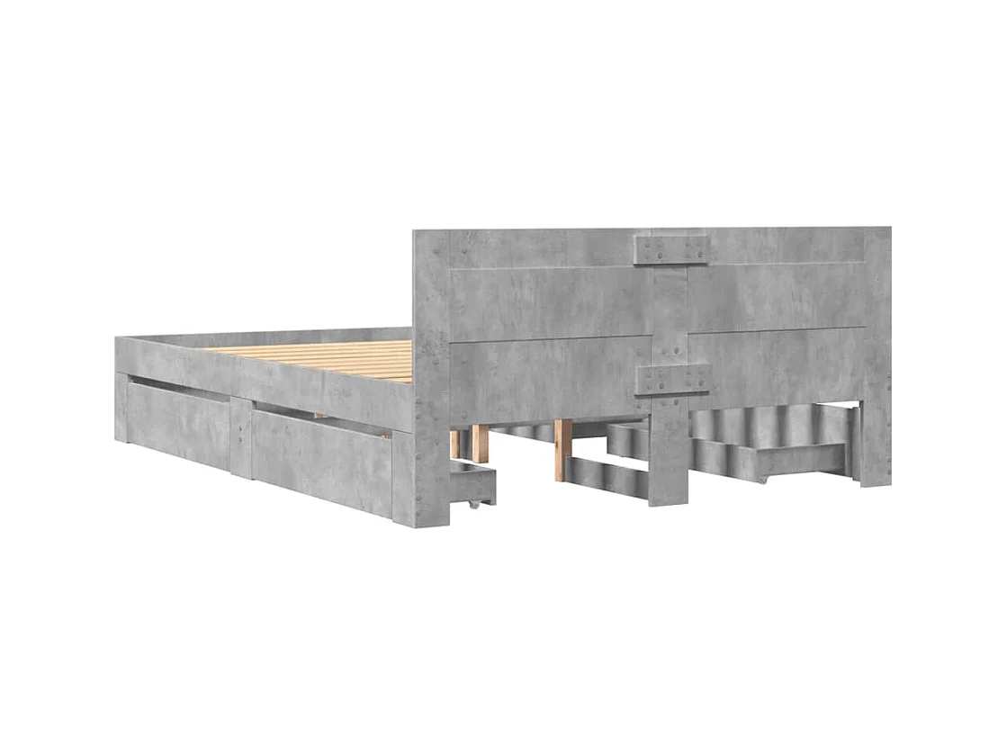Bedframe met hoofdeinde bewerkt hout betongrijs 120x200 cm