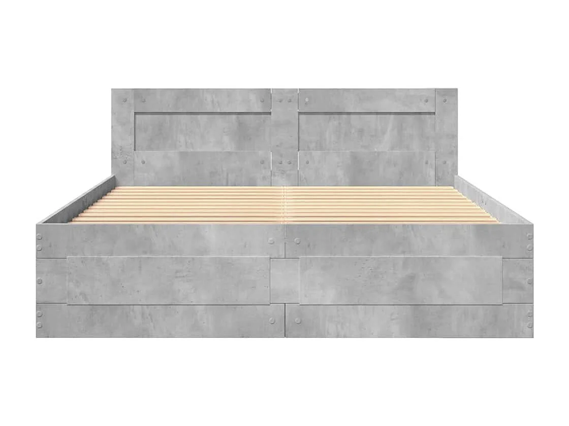 Cadre de lit et tête de lit sans matelas gris béton 120x200 cm