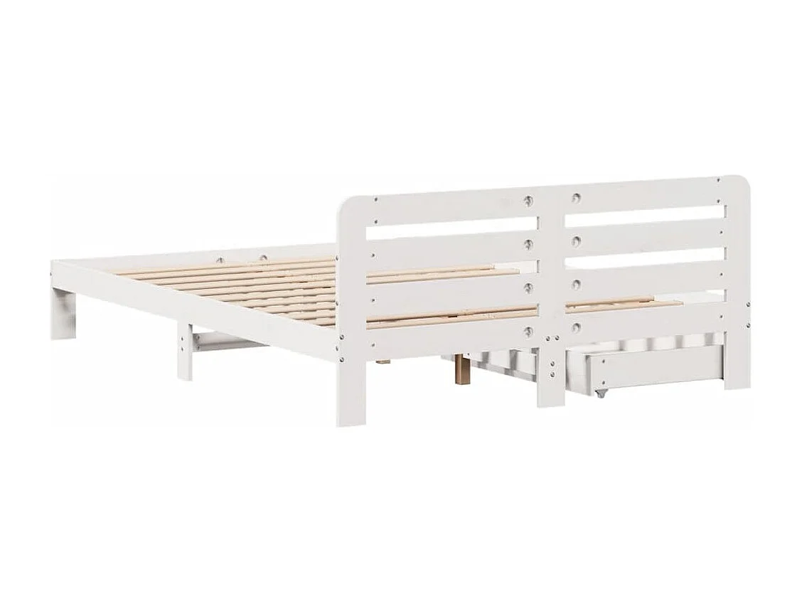 Cama sem colchão 150x200 cm madeira de pinho maciça branco