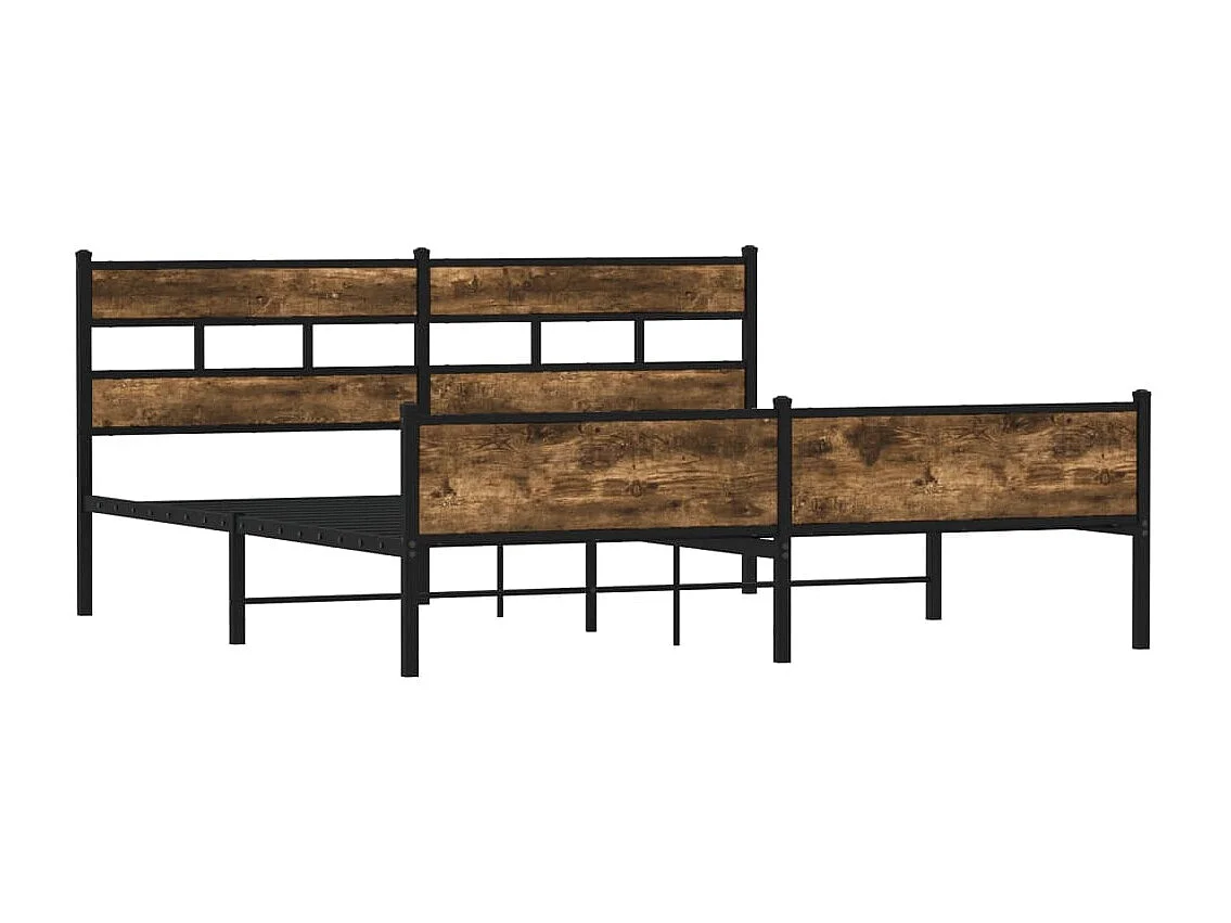 Cadre de lit en métal sans matelas chêne fumé 183x213 cm