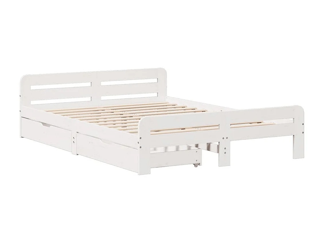 Bedframe zonder matras massief grenenhout wit 140x200 cm