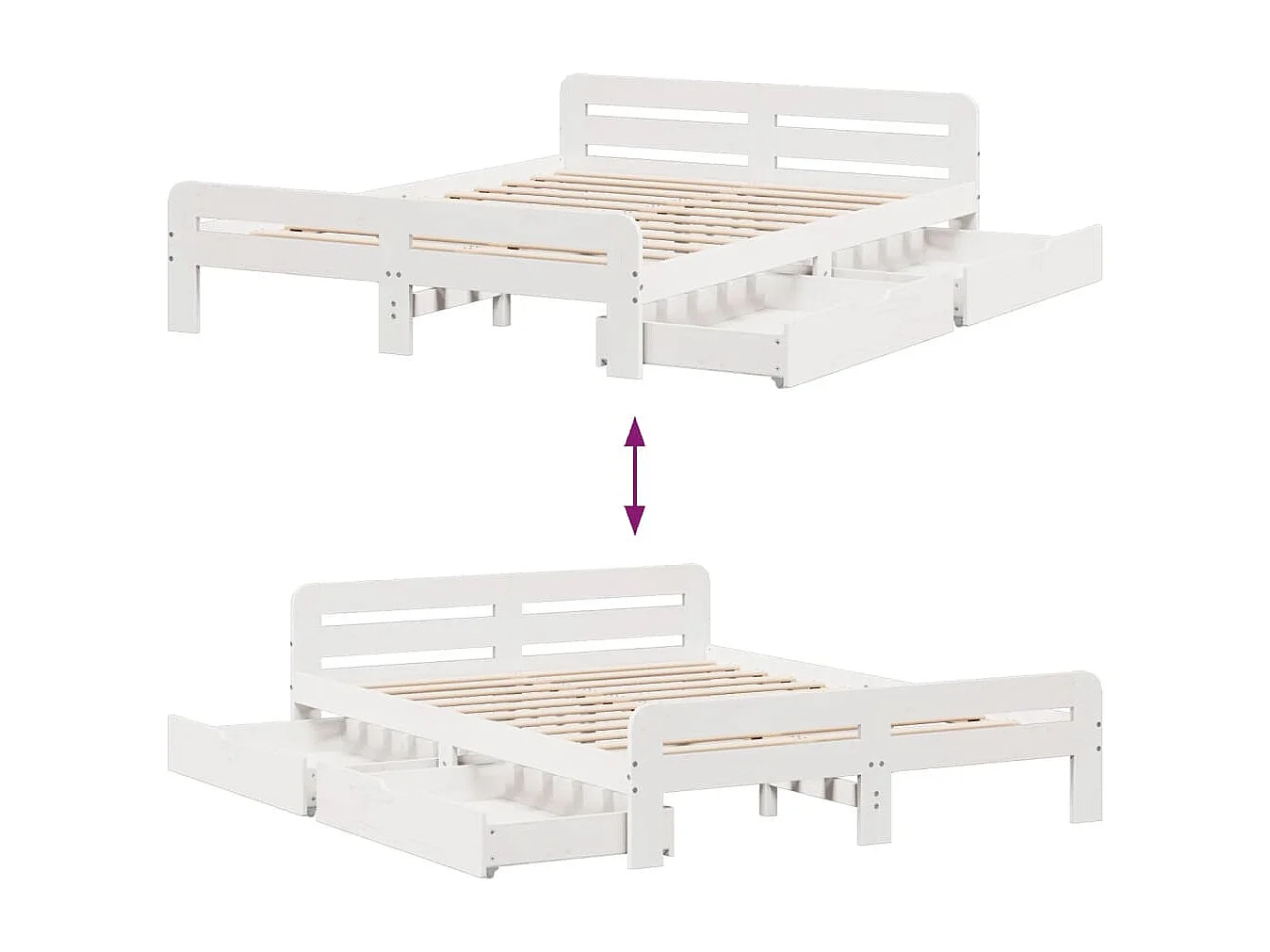 Bedframe zonder matras massief grenenhout wit 140x200 cm
