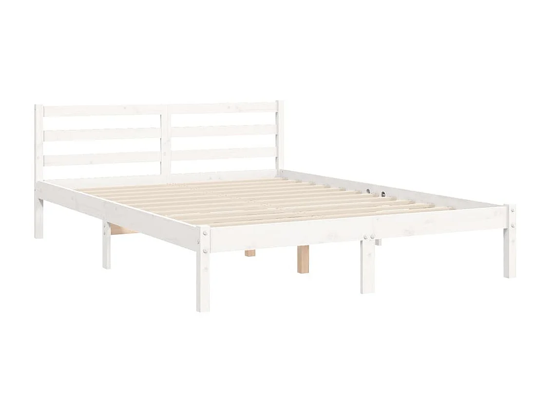 Estructura cama de matrimonio con cabecero madera maciza blanco