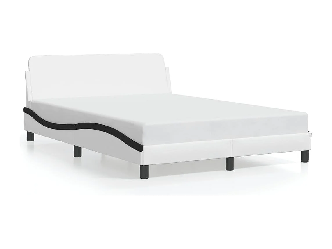 Cadre de lit sans matelas blanc et noir 140x190 cm similicuir