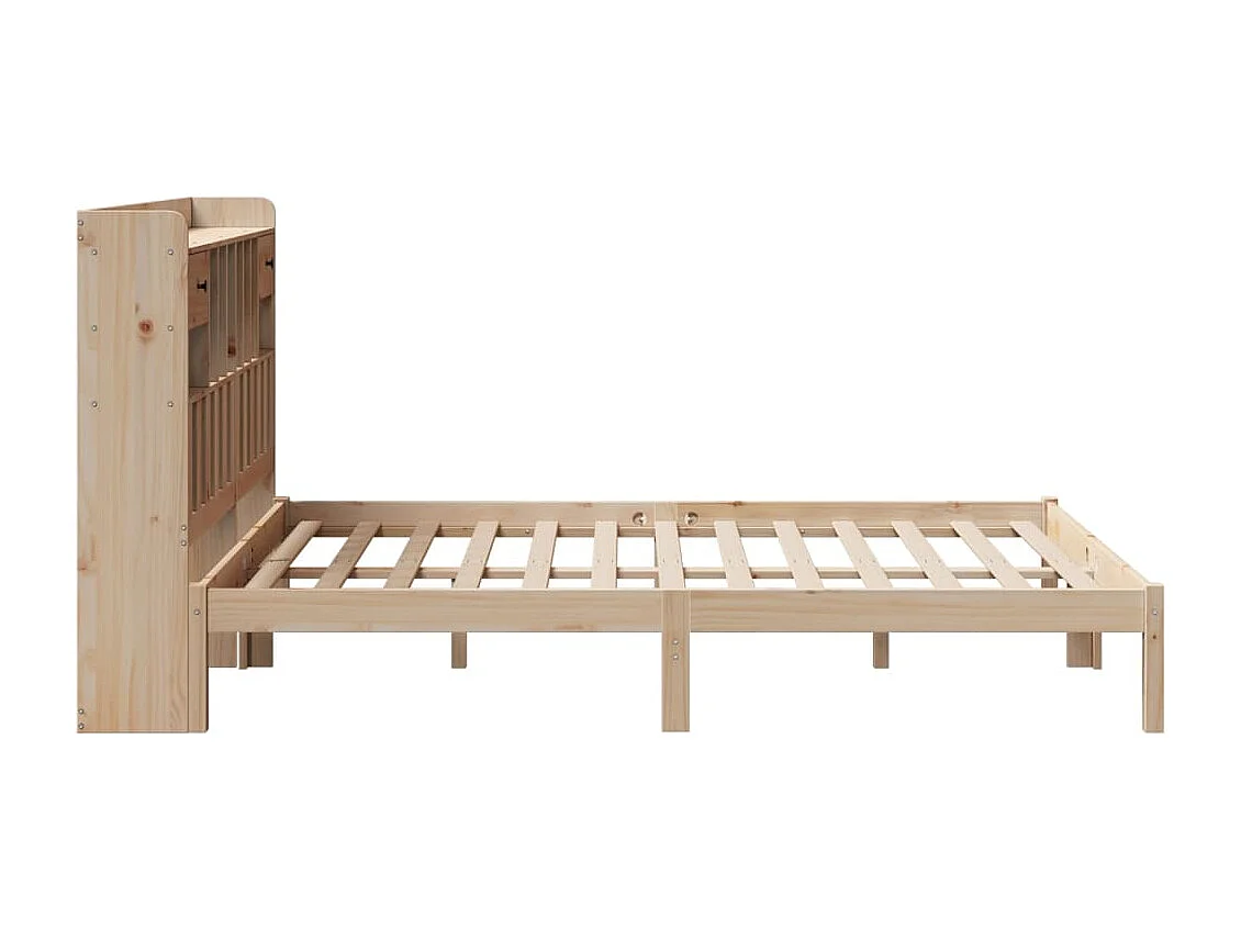 Lit bibliothèque sans matelas 140x190 cm bois de pin massif