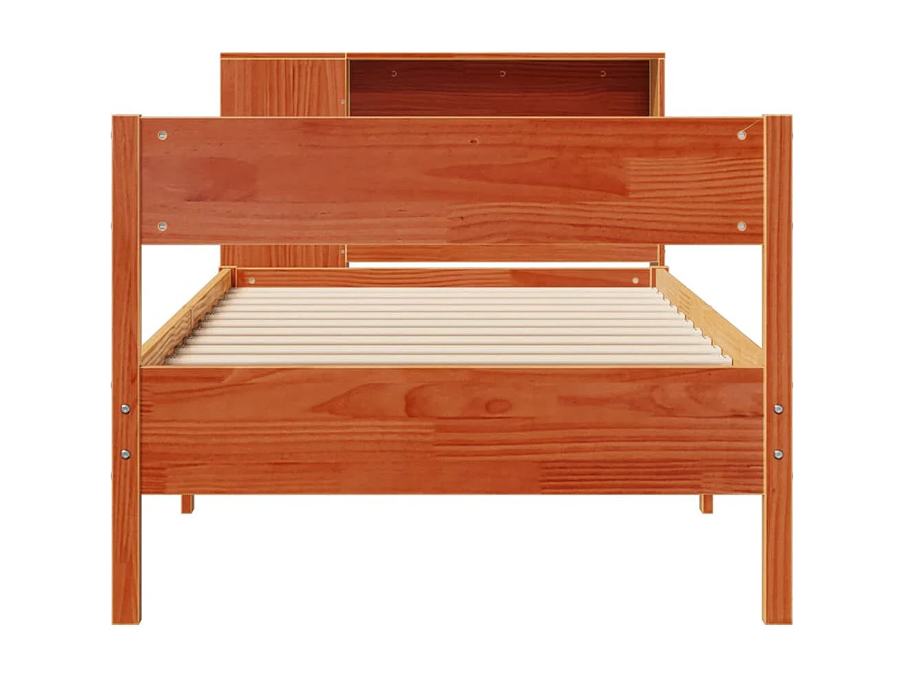 Lit bibliothèque sans matelas cire marron 90x190 cm pin massif