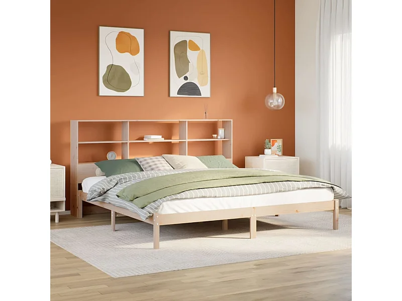 Letto Libreria senza Materasso 180x200 cm in Legno di Pino