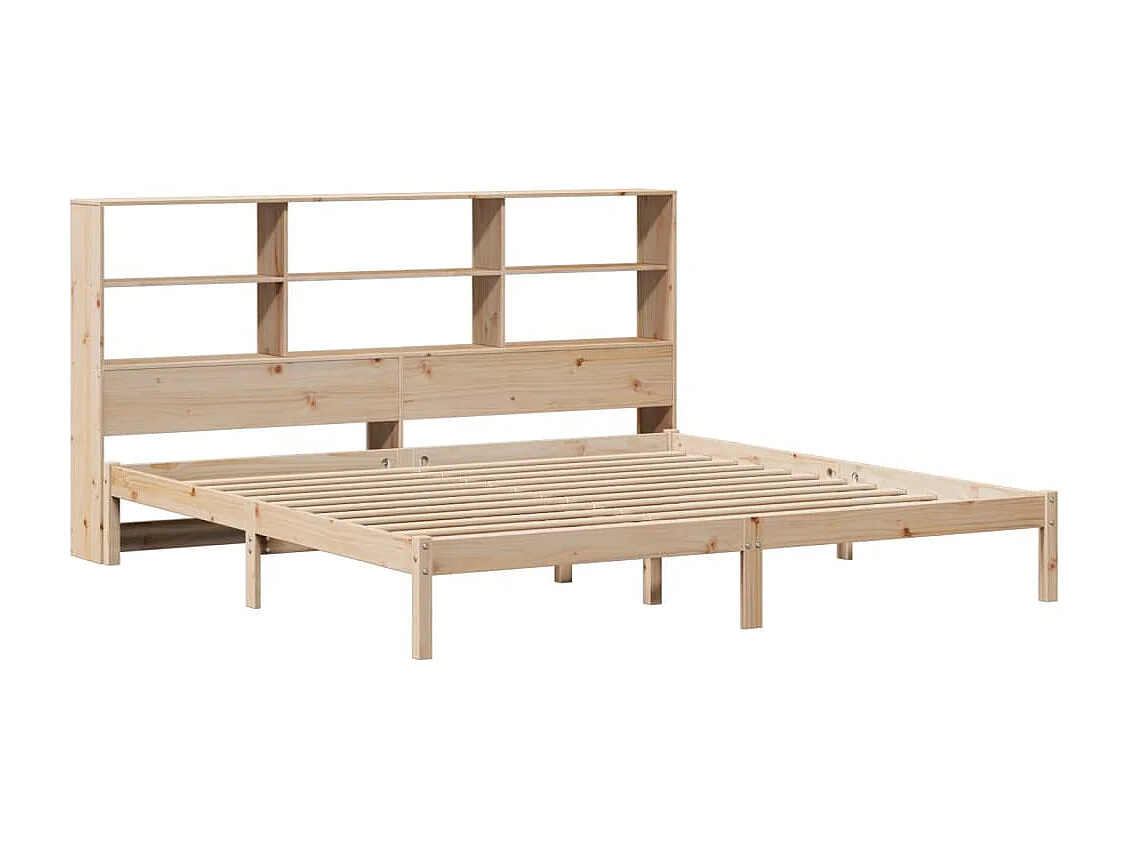 Lit bibliothèque sans matelas 180x200 cm bois massif de pin