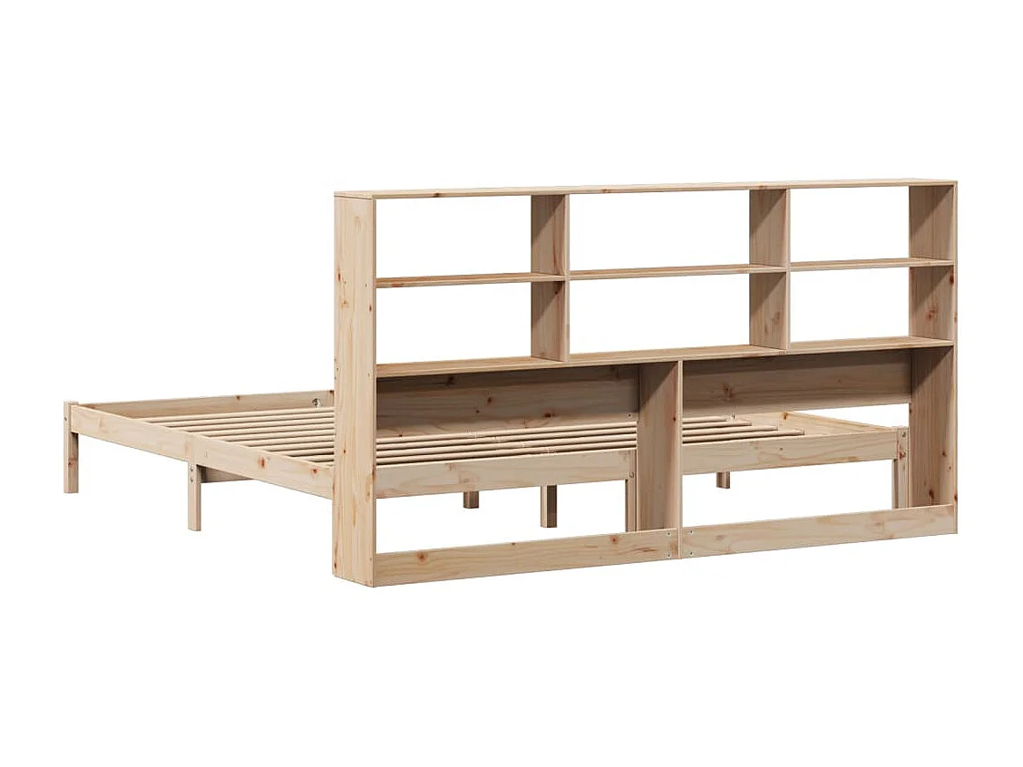 Lit bibliothèque sans matelas 180x200 cm bois massif de pin
