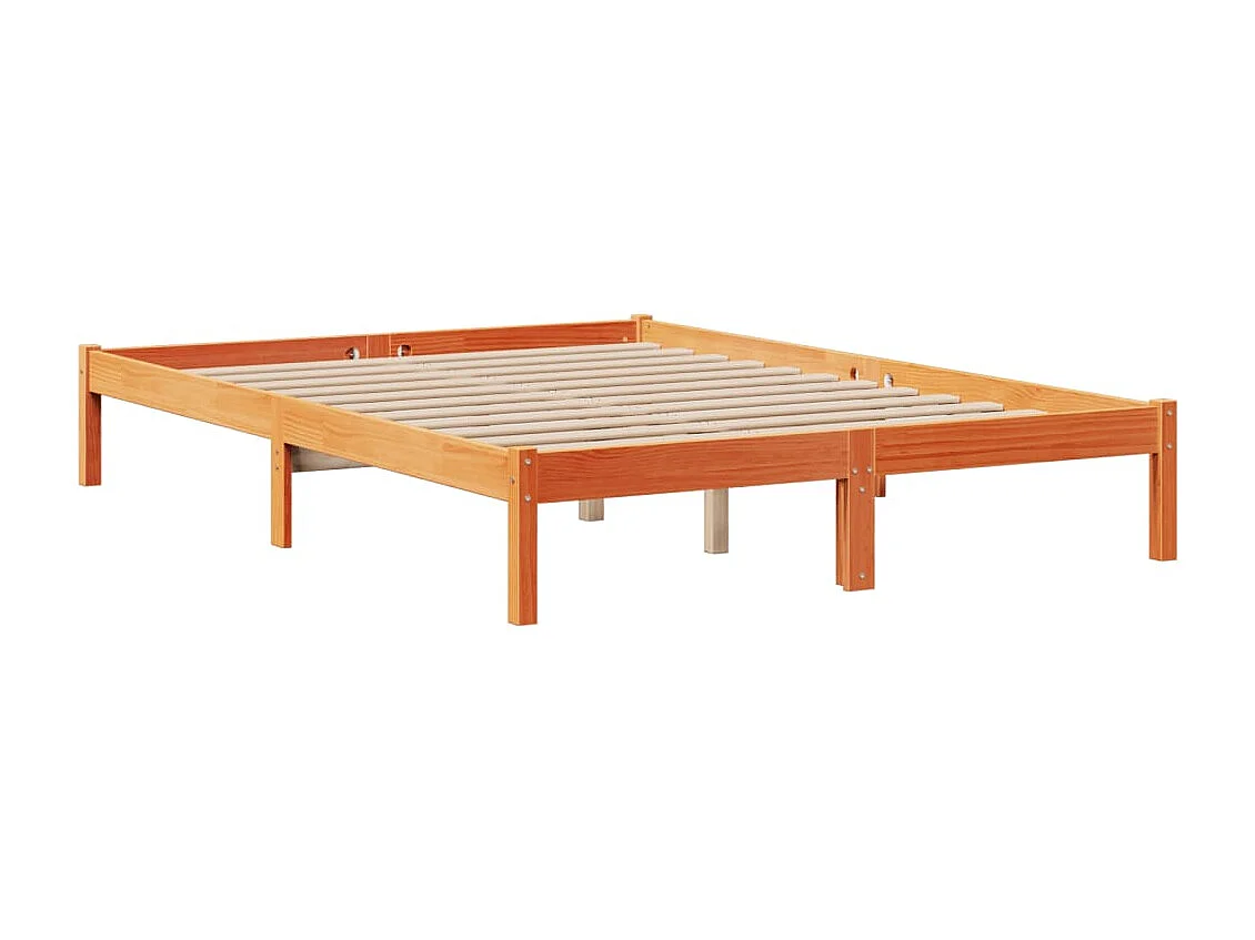 Lit bibliothèque sans matelas cire marron 140x200 cm pin massif