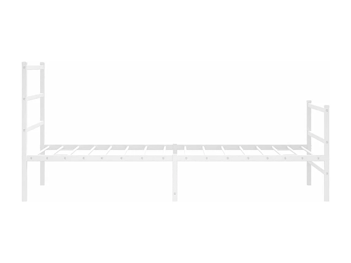 Cadre de lit métal sans matelas et pied de lit blanc 107x203 cm