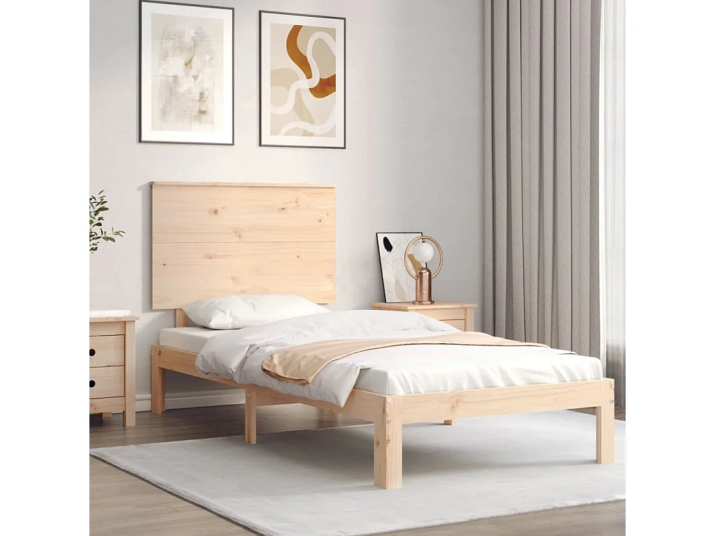 Cadre de lit sans matelas bois de pin massif