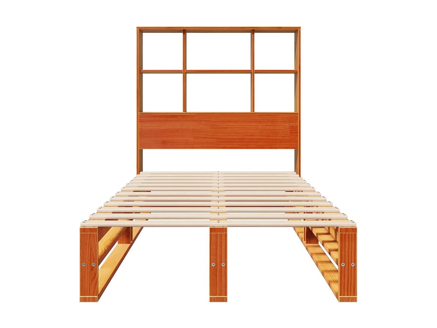 Lit bibliothèque sans matelas cire marron 90x200 cm bois massif