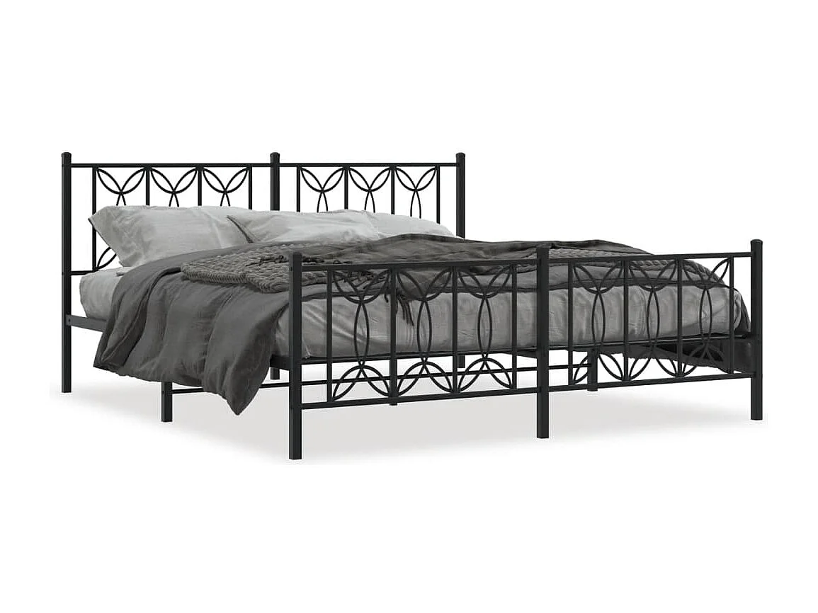 Giroletto con Testiera e Pediera Metallo Nero 183x213 cm