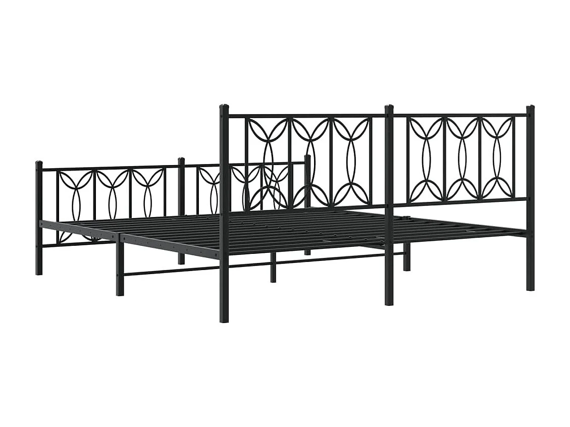 Giroletto con Testiera e Pediera Metallo Nero 183x213 cm