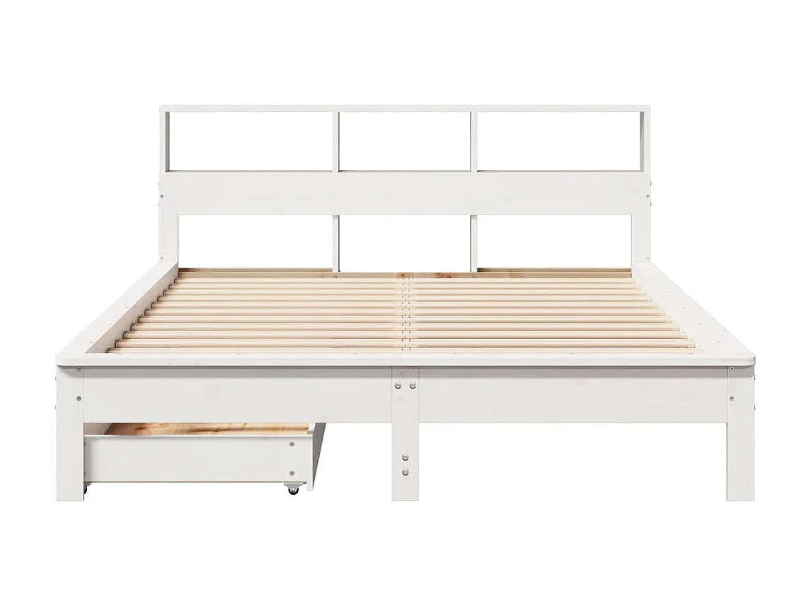 Lit bibliothèque sans matelas blanc 140x200 cm bois pin massif
