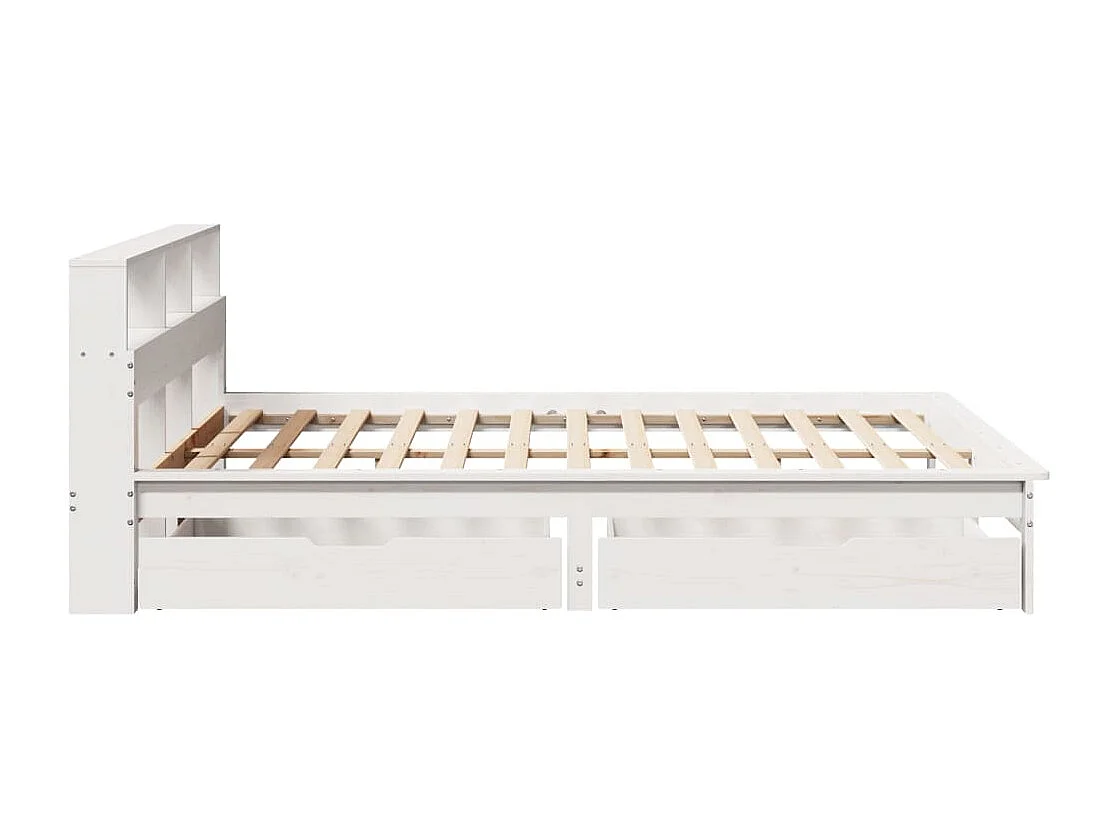 Lit bibliothèque sans matelas blanc 140x200 cm bois pin massif