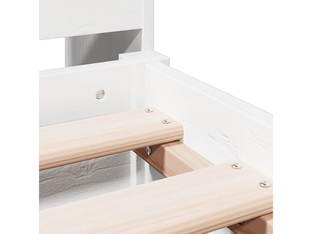 Lit bibliothèque sans matelas blanc 180x200 cm bois pin massif