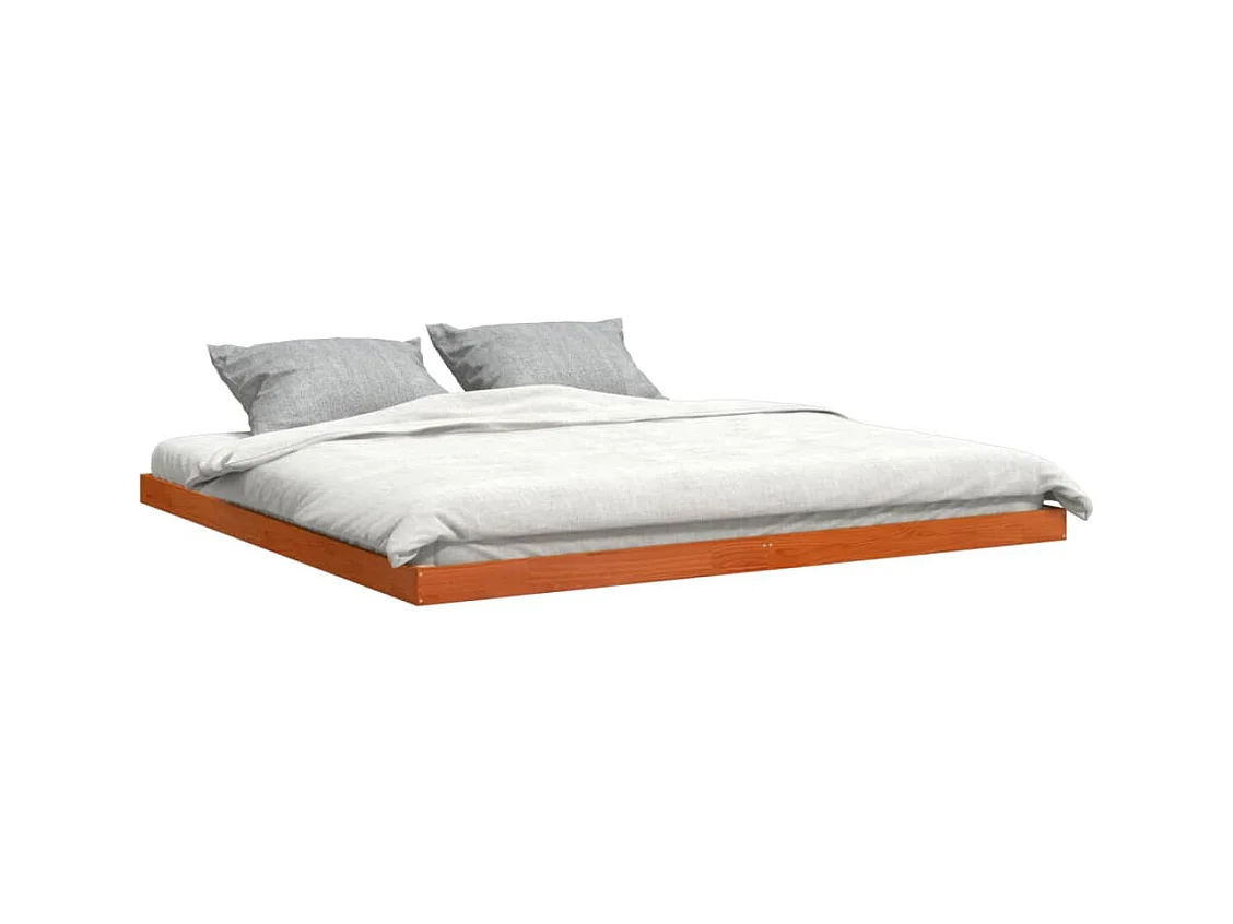Cadre de lit sans matelas cire marron 200x200cm bois pin massif