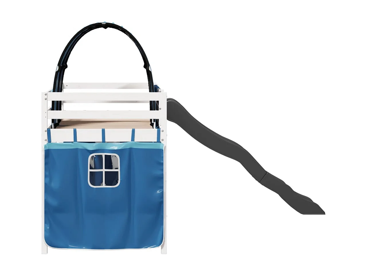 Kinderhoogslaper met tunnel 90x200 cm massief grenenhout blauw