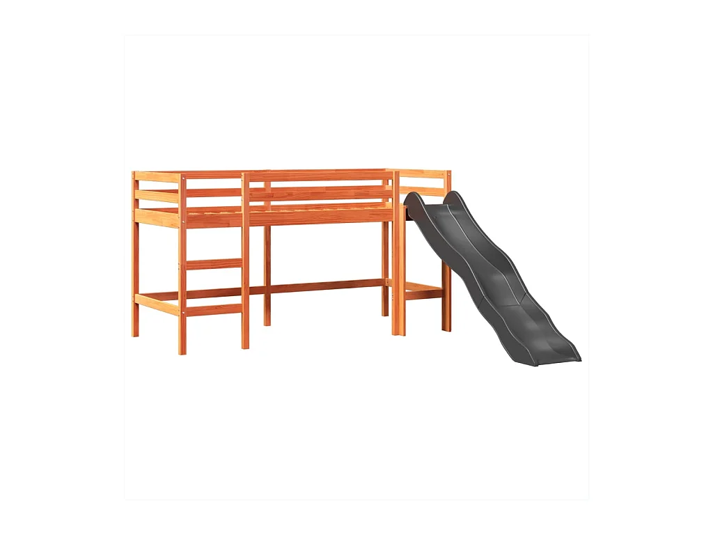 Lit mezzanine enfants et tour blanc/noir 90x200 cm pin massif