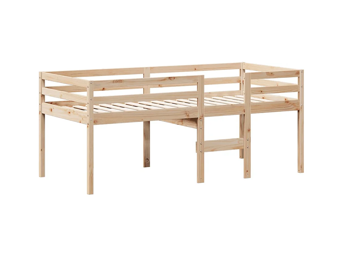 Hoogslaper met dak massief grenenhout wasbruin 75x190 cm