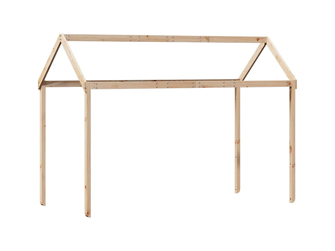 Hoogslaper met dak massief grenenhout wasbruin 75x190 cm