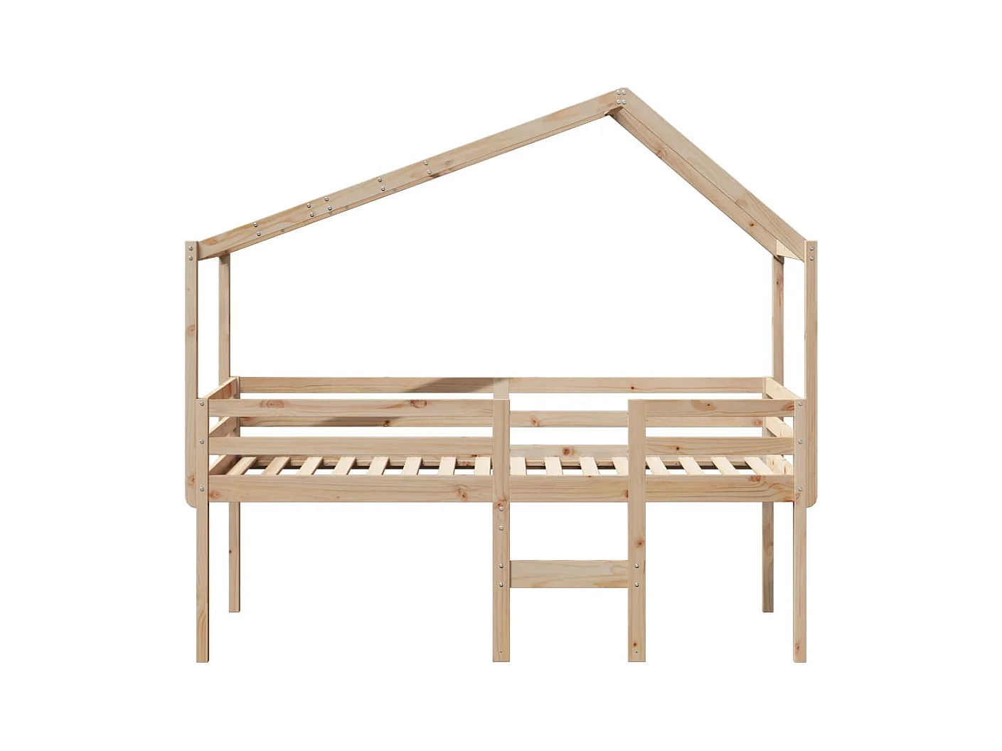 Hoogslaper met dak massief grenenhout wasbruin 75x190 cm