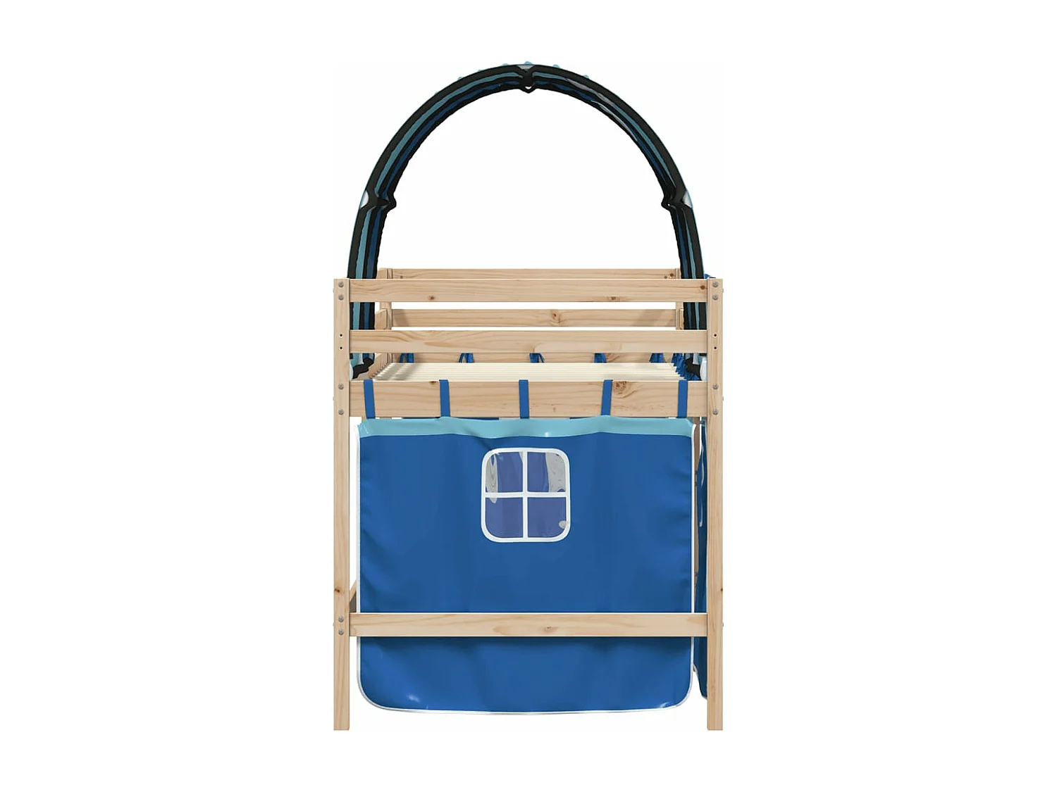 Cama alta para niños con túnel madera pino azul 80x200 cm
