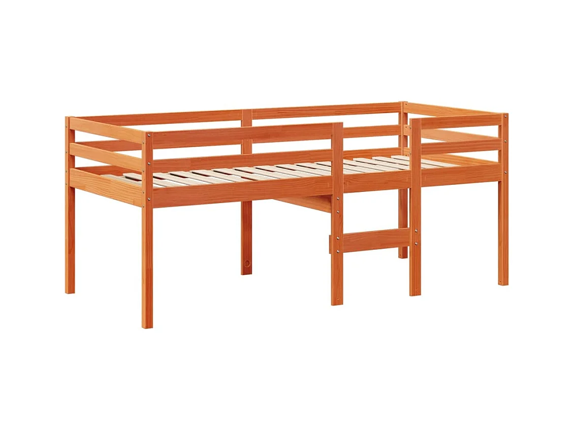 Lit haut sans matelas cire marron 90x190 cm bois de pin massif