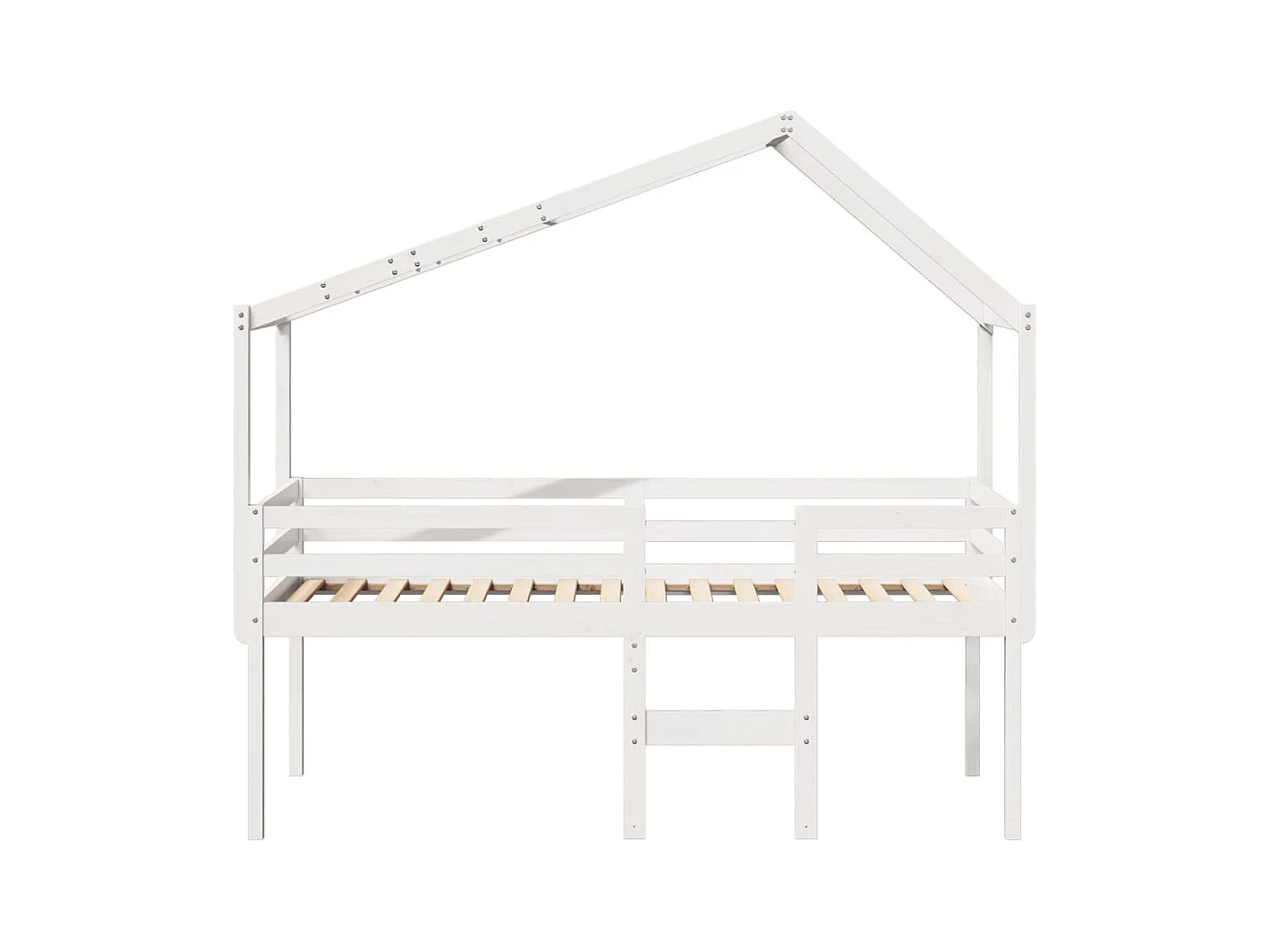 Lit haut sans matelas blanc 90x190 cm bois de pin massif